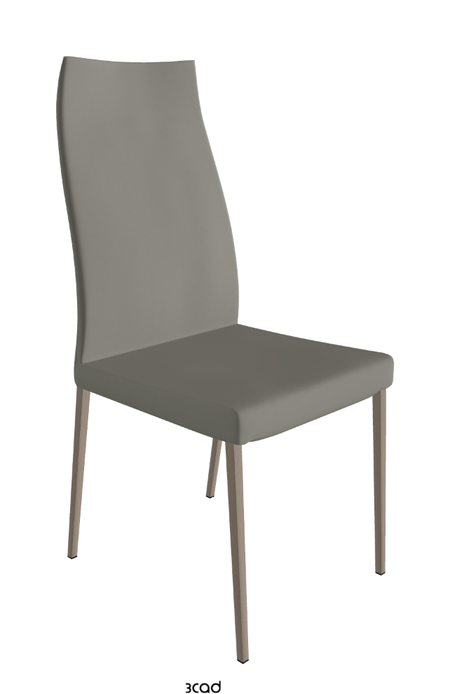 Anna High Back Dining Chair_Titanium Embossed_Synthetic Leather_Cemento