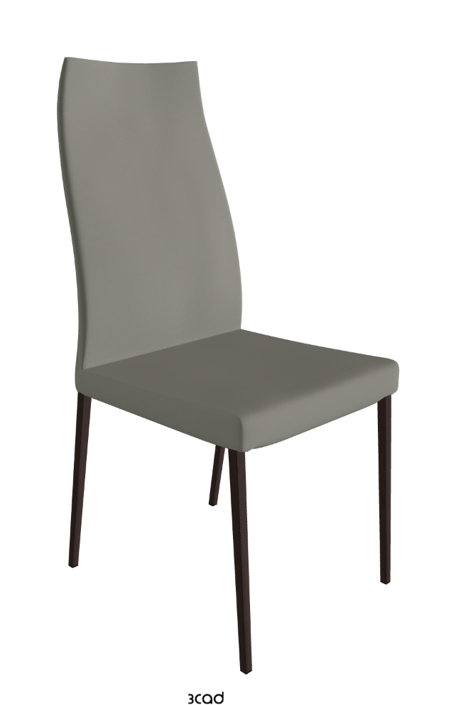 Anna High Back Dining Chair_Bronze Embossed_Synthetic Leather_Cemento