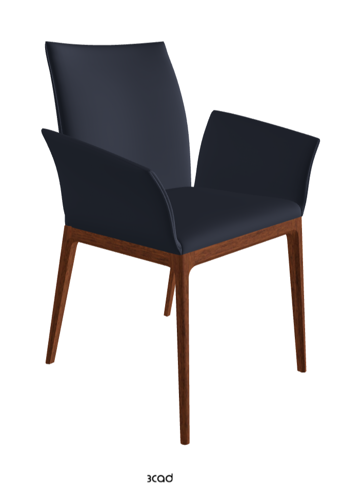 Arcadia Dining Armchair_Walnut Canaletto Stained Beech_Soft Leather_Navy