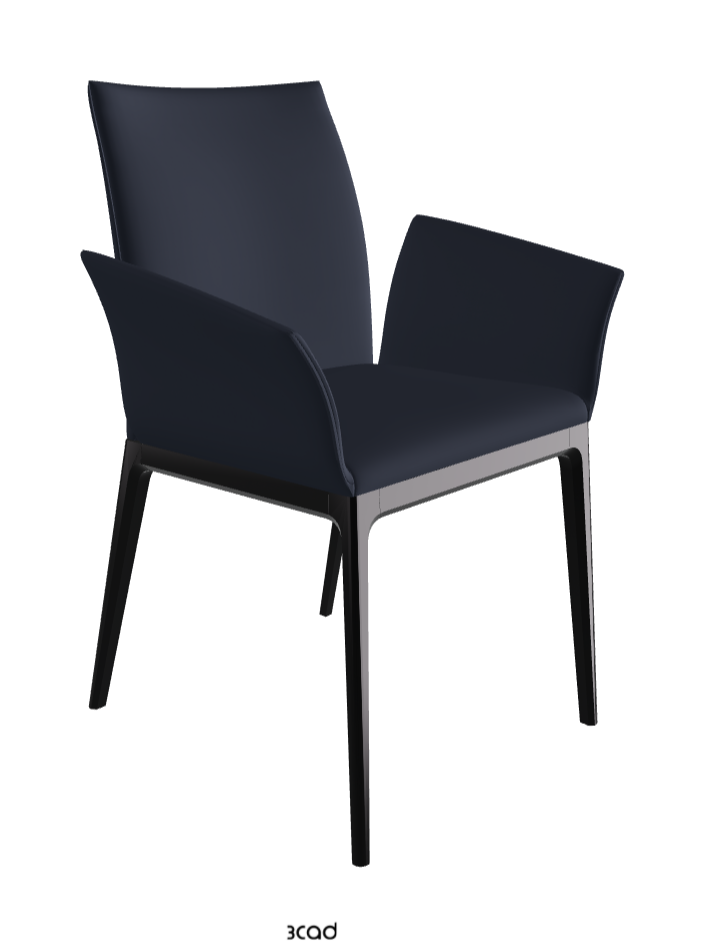 Arcadia Dining Armchair_Matt Black_Soft Leather_Navy