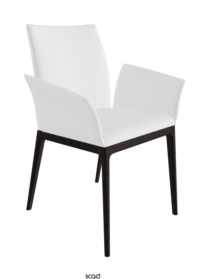 Arcadia Dining Armchair_Dark Wenghe Stained Beech_Soft Leather_Bianco