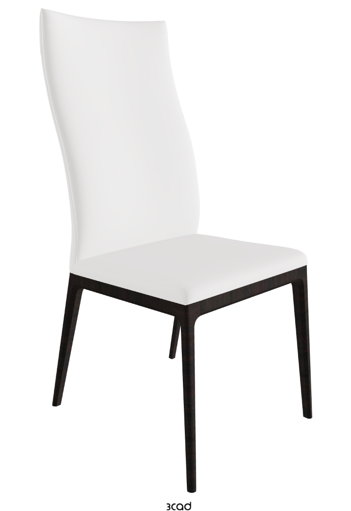 Arcadia High Back Dining Chair_Dark Wenghe Stained Beech_Synthetic Leather_Bianco
