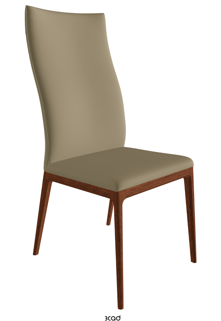 Arcadia High Back Dining Chair_Walnut Canaletto Stained Beech_Synthetic Leather_Tortora