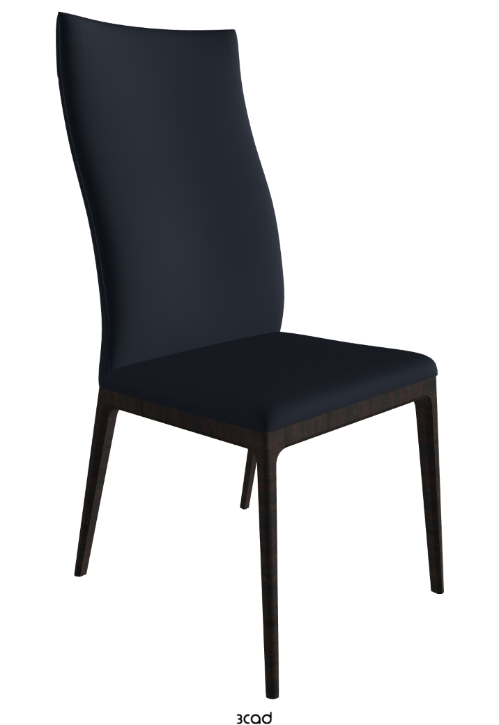 Arcadia High Back Dining Chair_Dark Wenghe Stained Beech_Synthetic Leather_Navy