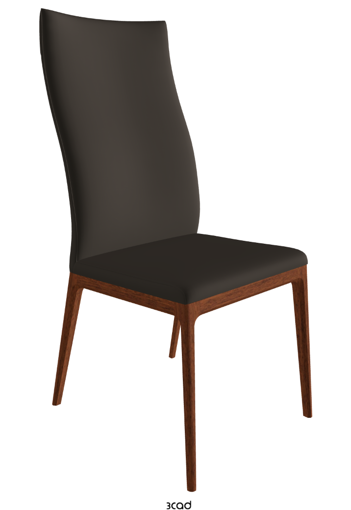 Arcadia High Back Dining Chair_Walnut Canaletto Stained Beech_Synthetic Leather_Fossil