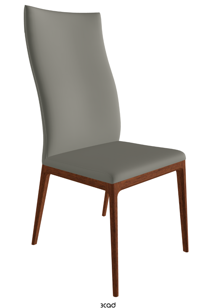 Arcadia High Back Dining Chair_Walnut Canaletto Stained Beech_Synthetic Leather_Cemento