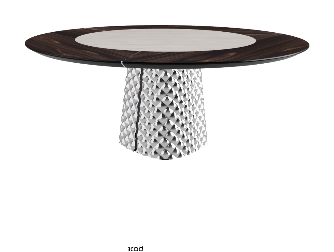 T Diameter 180 x Height 74.5 cm With Swivel_Burned Oak_Mirrored Quilted Fumé Curved Glass_Colosseo
