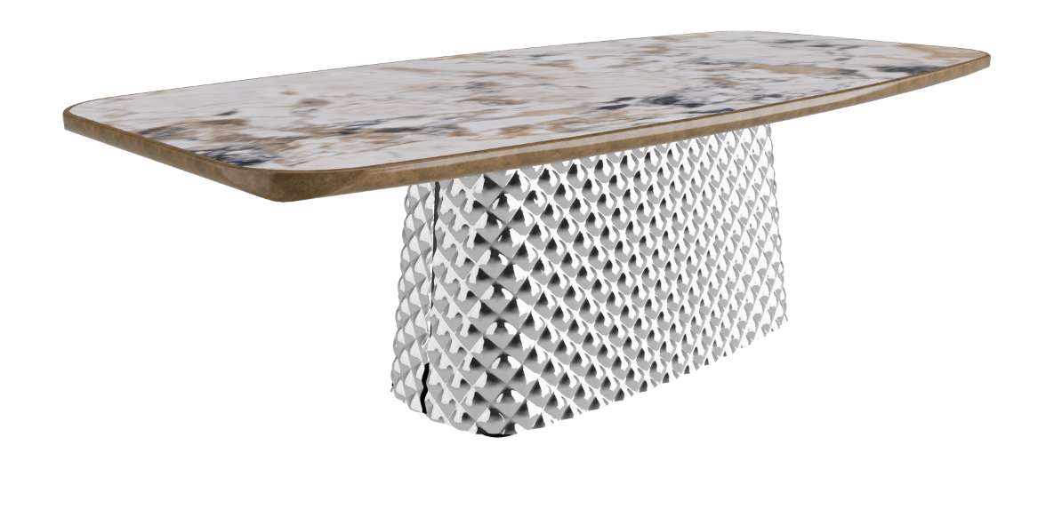 240x120x75h Barrel Shaped_Makalu_Mirrored Quilted Fumé Curved Glass_Brushed Bronze