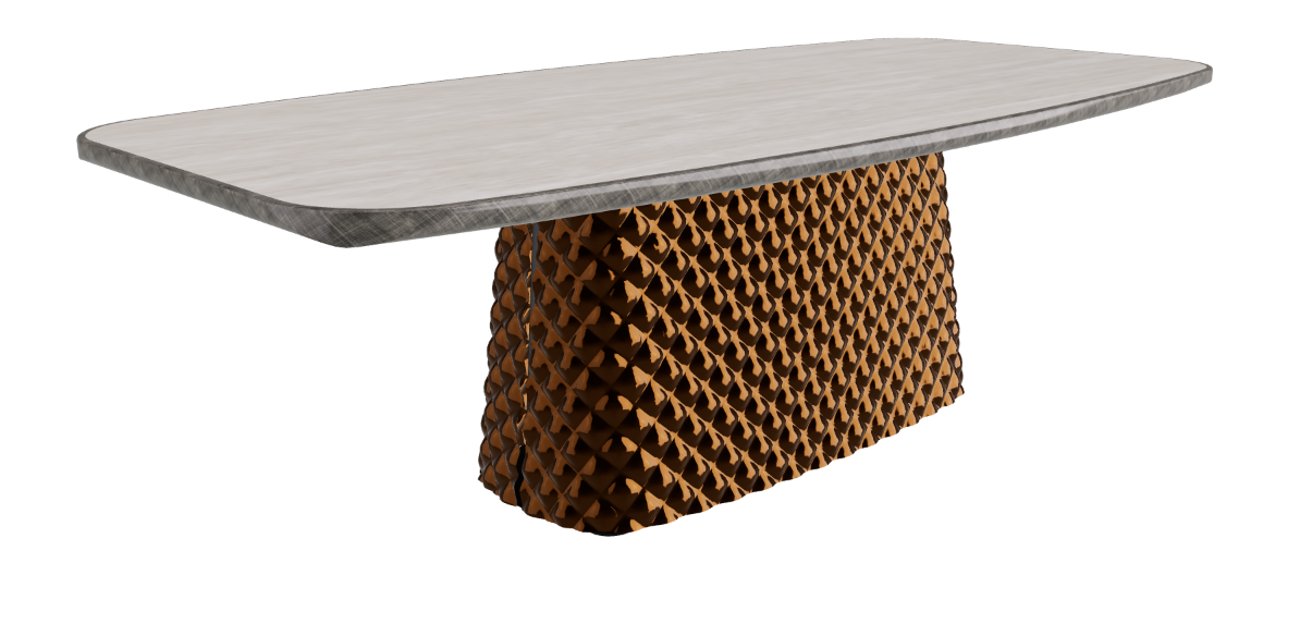 240x120x75h Barrel Shaped_Colosseo_Mirrored Quilted Bronze Curved Glass_Brushed Grey
