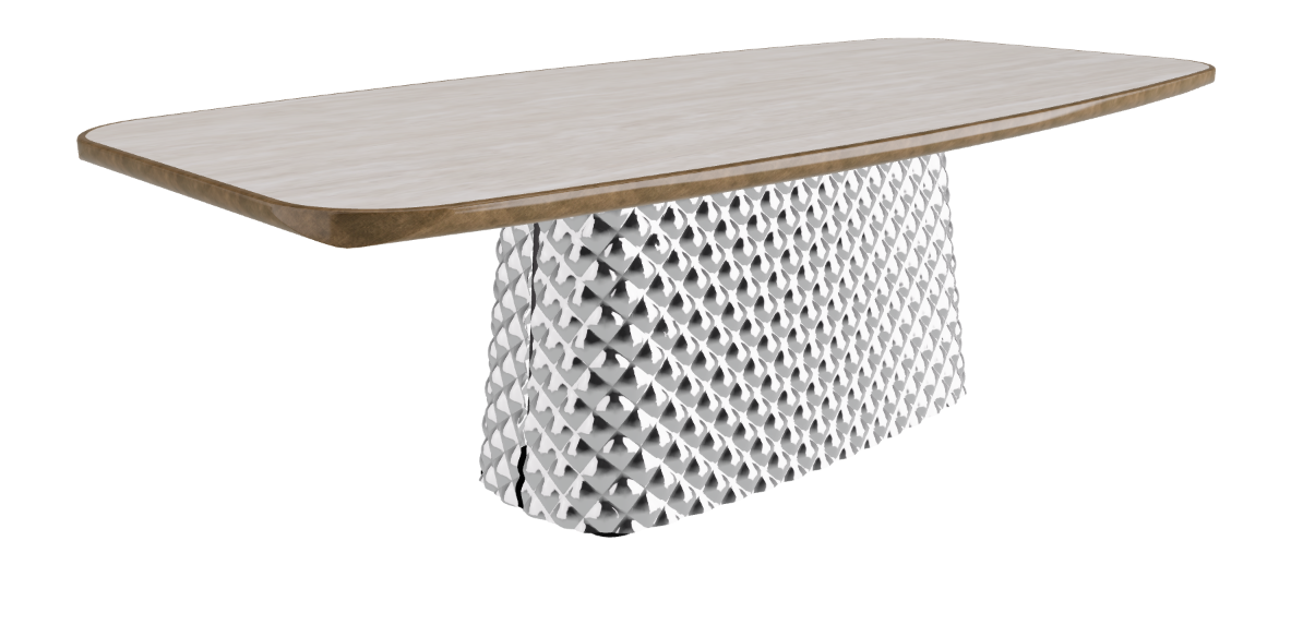 240x120x75h Barrel Shaped_Colosseo_Mirrored Quilted Fumé Curved Glass_Brushed Bronze