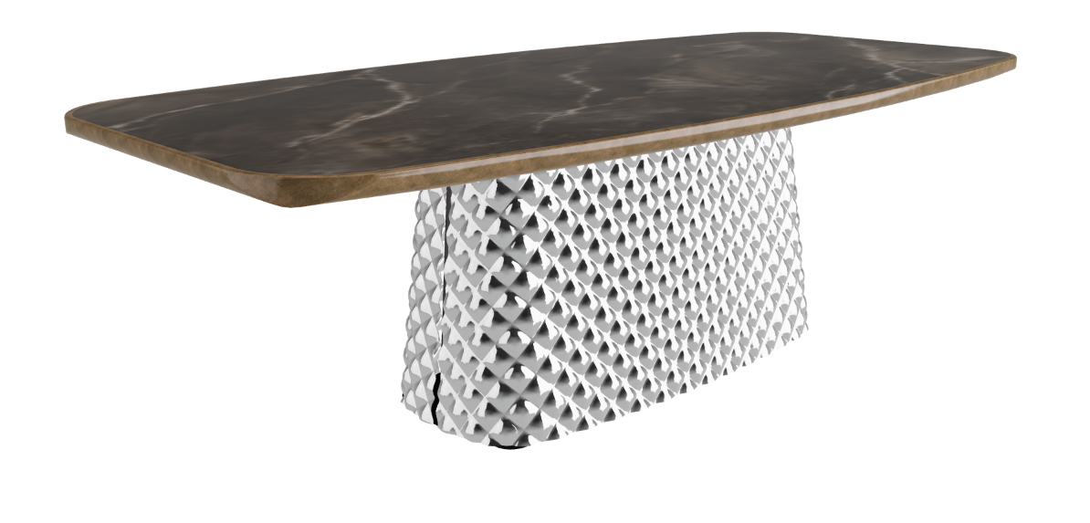 240x120x75h Barrel Shaped_Andromeda_Mirrored Quilted Fumé Curved Glass_Brushed Bronze
