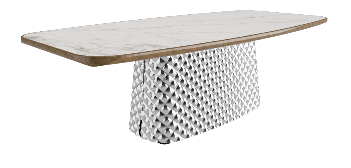 240x120x75h Barrel Shaped_Matt Invisible_Mirrored Quilted Fumé Curved Glass_Brushed Bronze