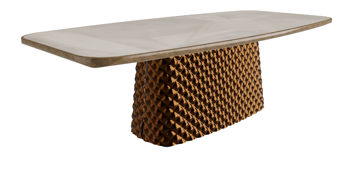240x120x75h Barrel Shaped_Luxor_Mirrored Quilted Bronze Curved Glass_Brushed Bronze