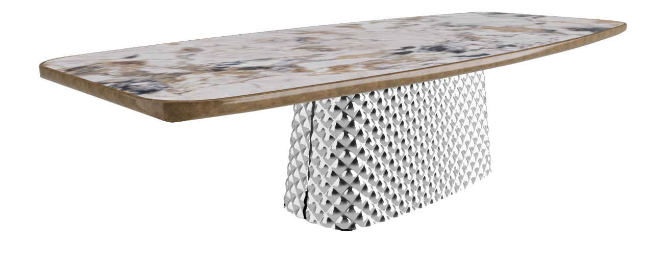 300x128x75h Barrel Shaped_Makalu_Mirrored Quilted Fumé Curved Glass_Brushed Bronze