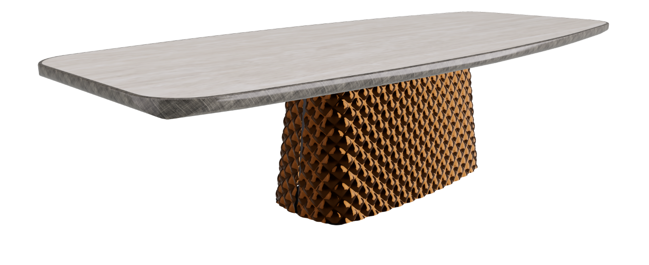 300x128x75h Barrel Shaped_Colosseo_Mirrored Quilted Bronze Curved Glass_Brushed Grey