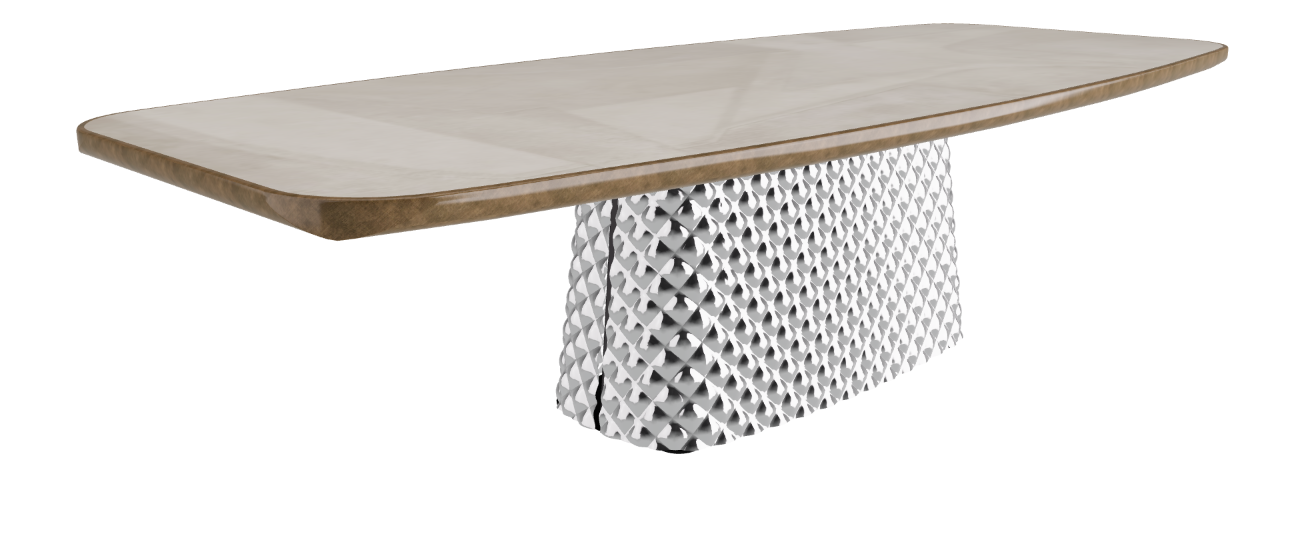 300x128x75h Barrel Shaped_Luxor_Mirrored Quilted Fumé Curved Glass_Brushed Bronze