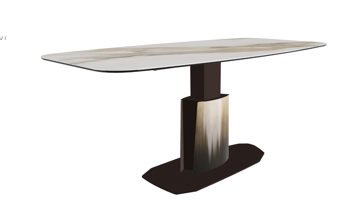 240x120x73 to 105h Barrel Shaped_Glossy Borghini Calacatta_Oxy Brass_Extended