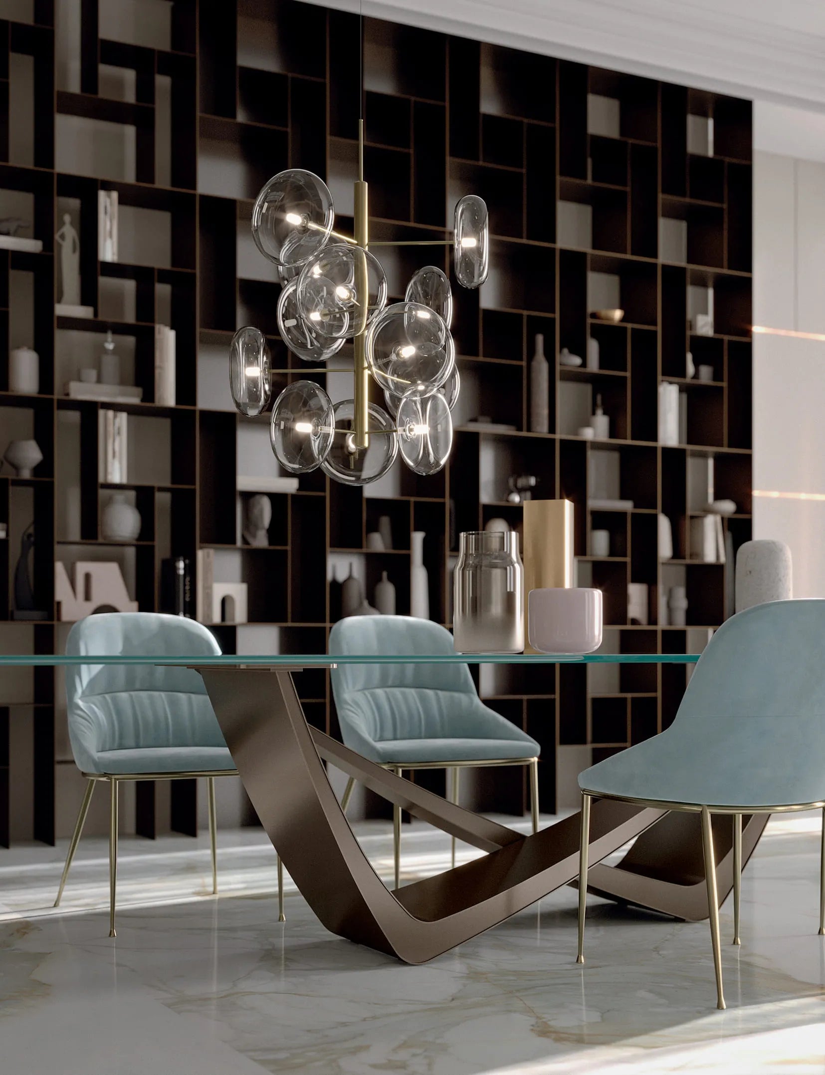 Bontempi Bach Fixed Barrel Dining Table with Length 200 cm and Width 116 cm and Height 75 cm