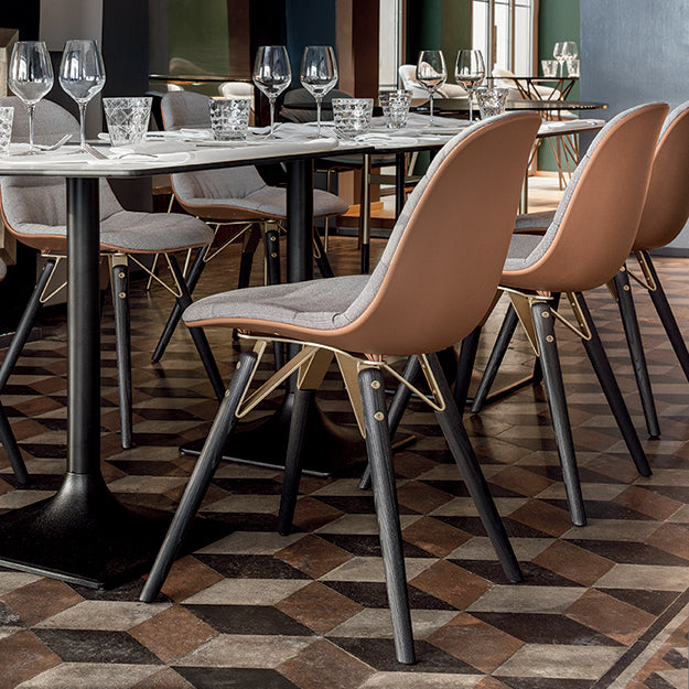 Bontempi Casa Mood Upholstered Dining Chair With Solid Wood Frame