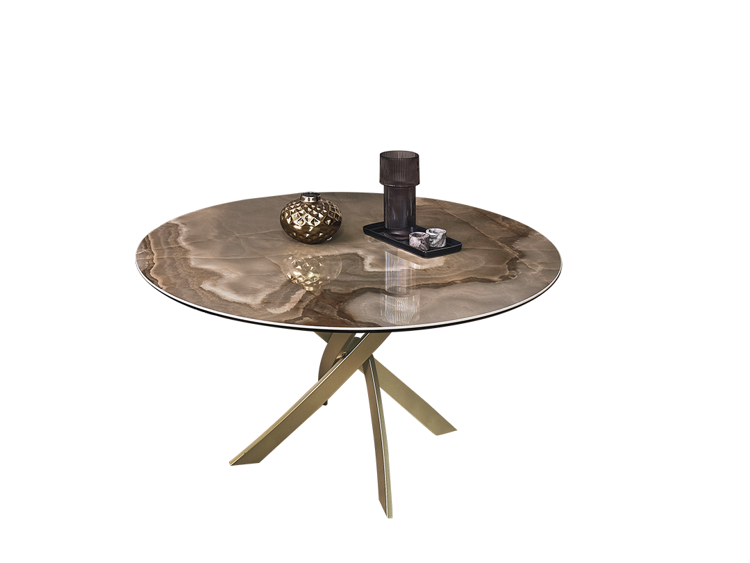 Barone Round extending table with lacquered metal frame