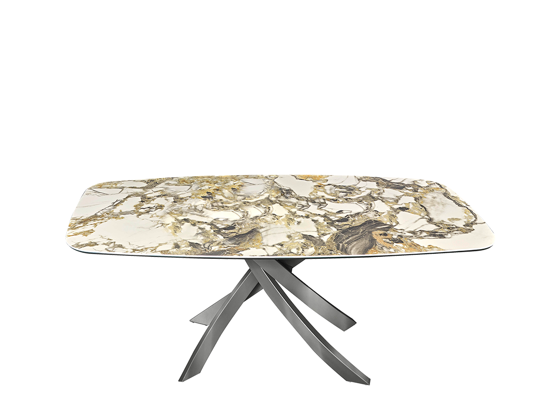 Artistico Fixed table with lacquered metal frame and top in SuperMarble