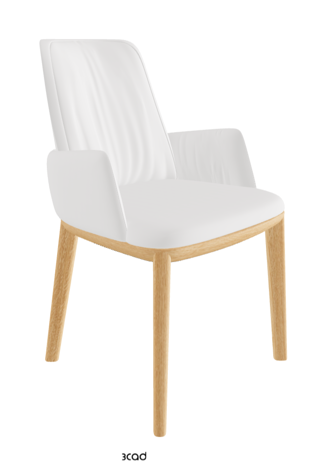 Belinda Dining Armchair_Natural Ashwood_Synthetic Leather_Bianco