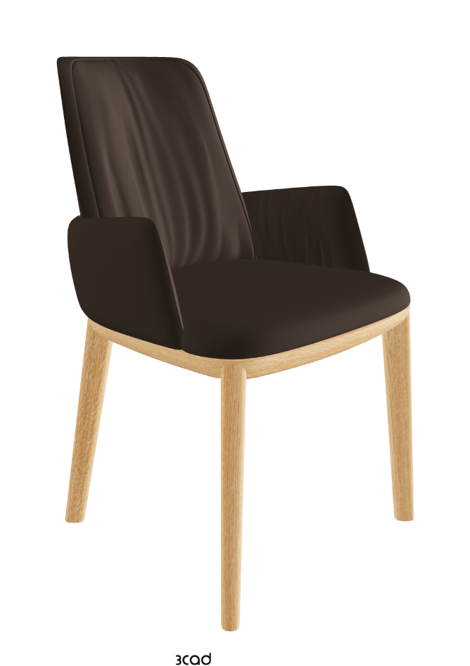 Belinda Dining Armchair_Natural Ashwood_Synthetic Leather_Marrone