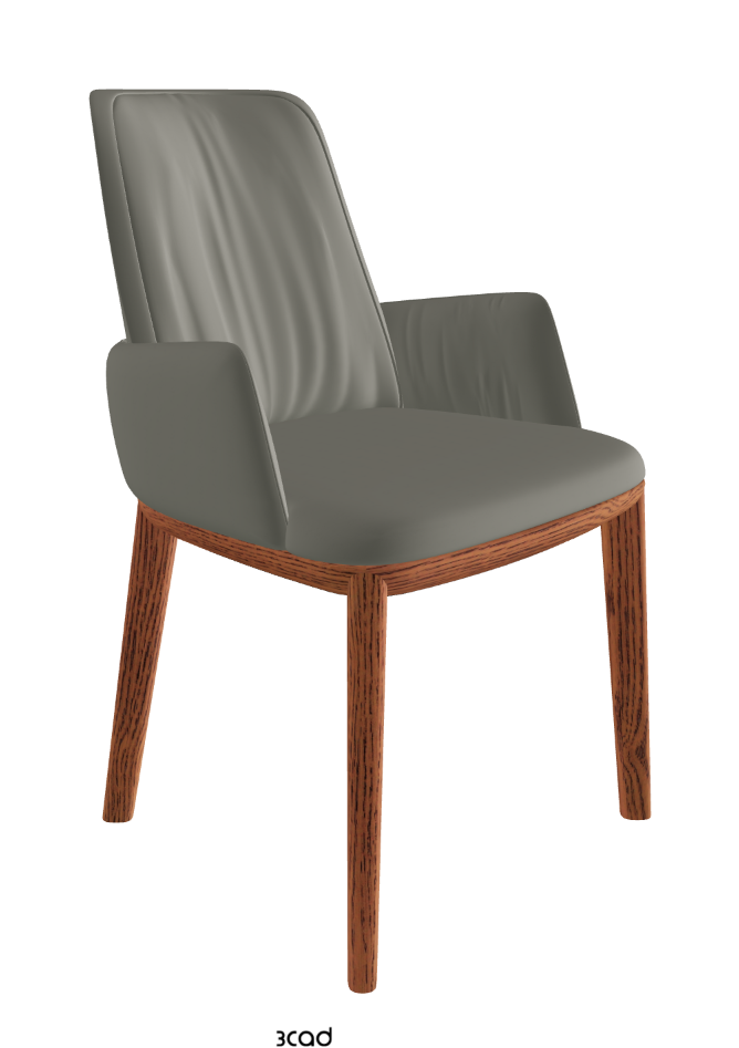Belinda Dining Armchair_Canaletto Walnut Stained Ashwood_Synthetic Leather_Cemento