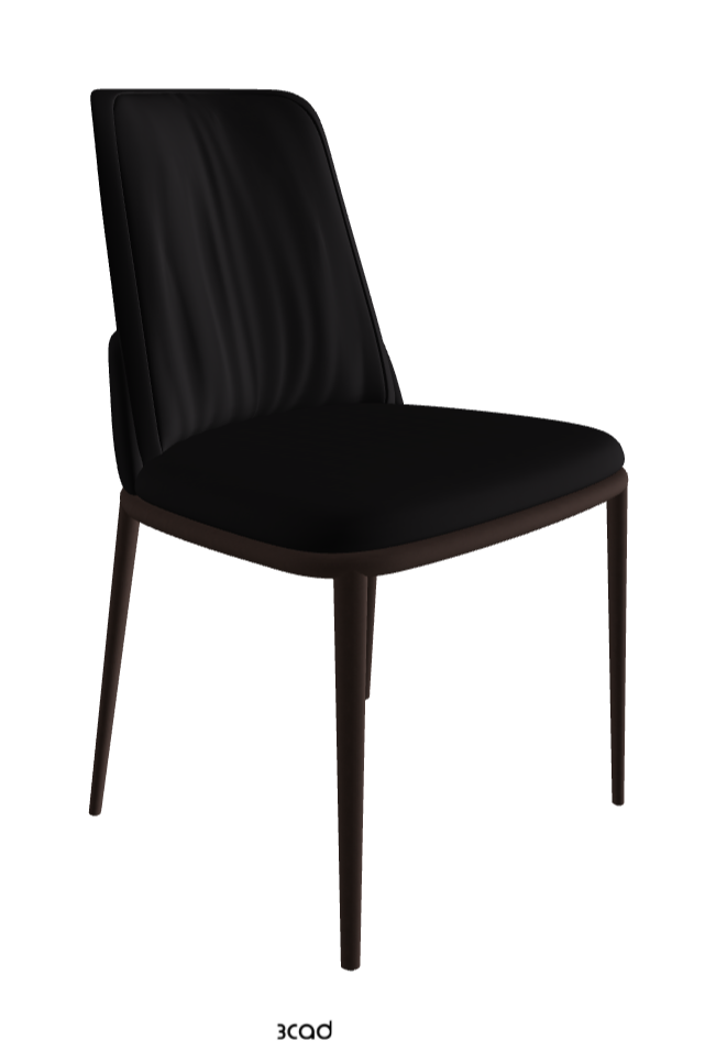 Belinda ML Dining Chair_Bronze Embossed_Soft Leather_Nero