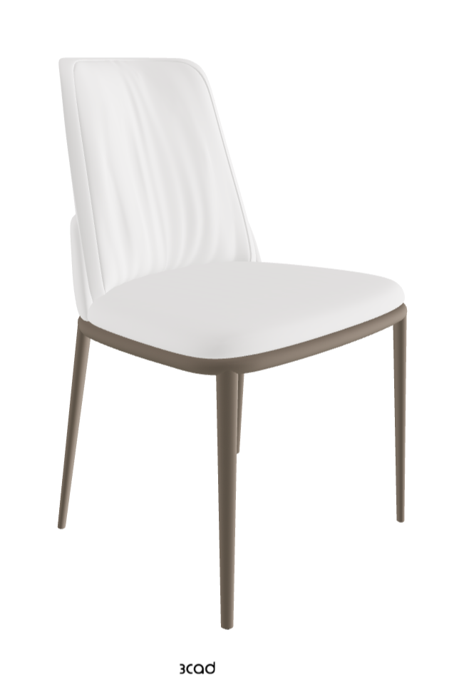 Belinda ML Dining Chair_Titanium Embossed_Synthetic Leather_Bianco