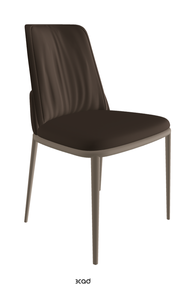 Belinda ML Dining Chair_Titanium Embossed_Synthetic Leather_Marrone