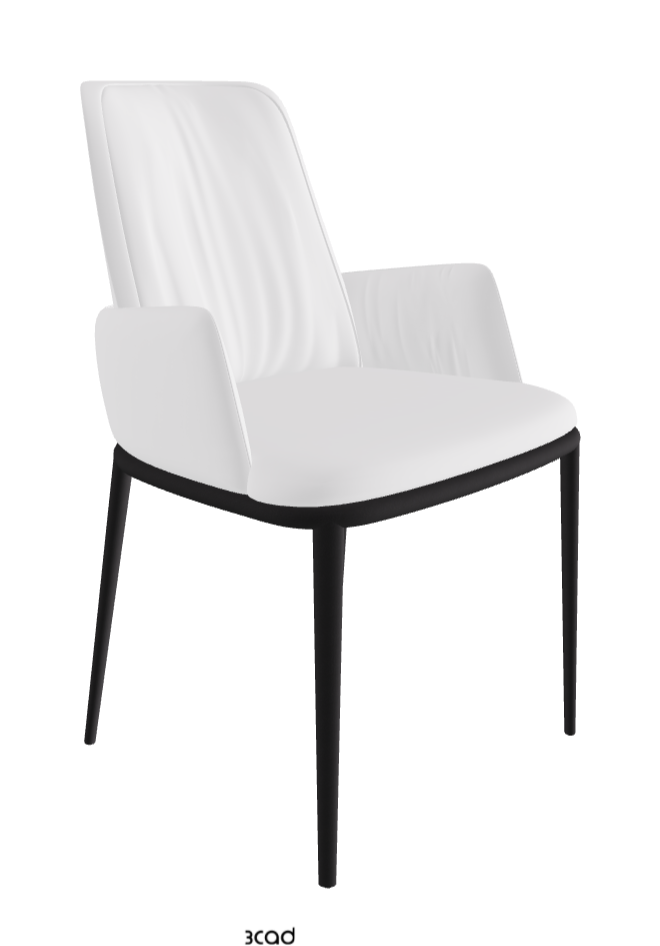Belinda ML Dining Armchair_Black Embossed_Soft Leather_Bianco