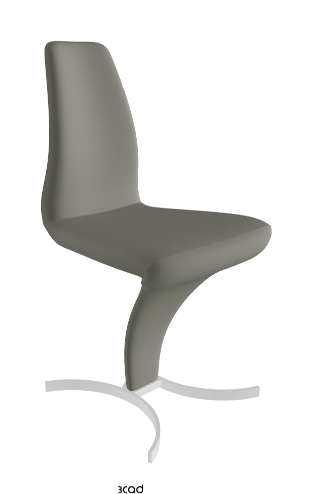 Betty Dining Chair_Chrome_Synthetic Leather_Cemento