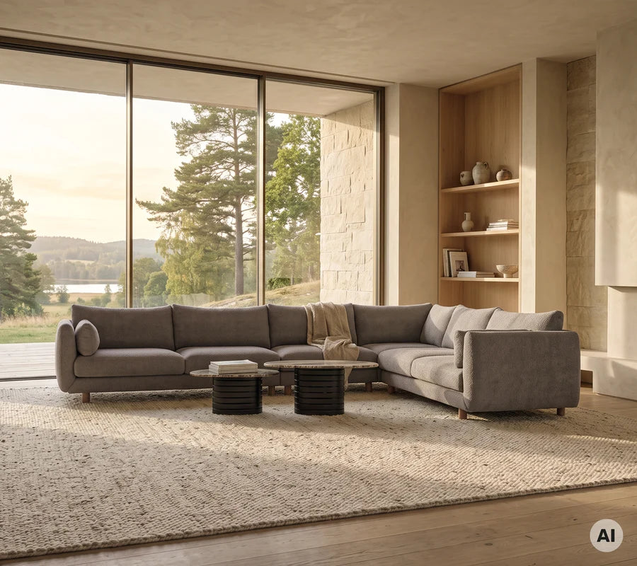 Cane-line Bloom corner sofa module with teak legs