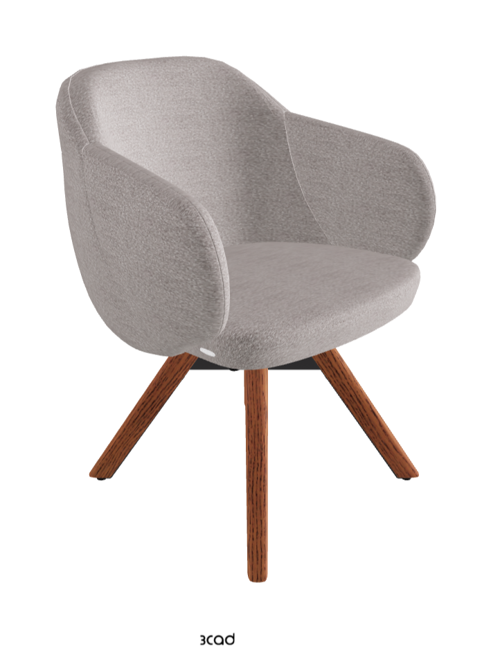 Bombe Swivel Dining Armchair_Black Embossed_Canaletto Walnut Stained Ashwood_Fabric_B243