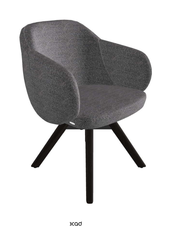 Bombe Swivel Dining Armchair_Black Embossed_Burned Oak Stained Ashwood_Fabric_B244