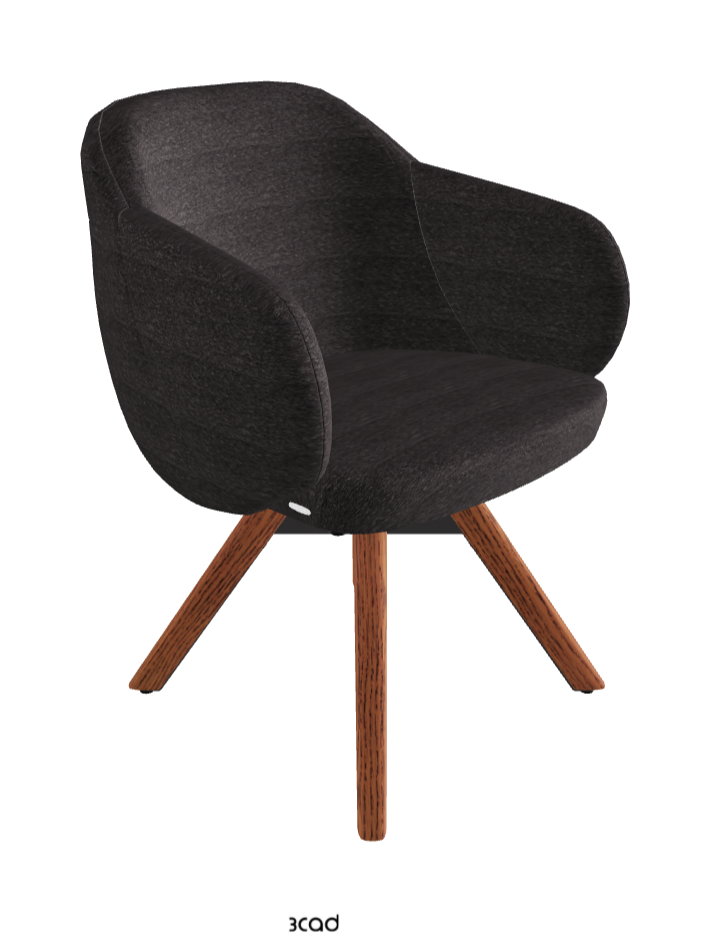 Bombe Swivel Dining Armchair_Black Embossed_Canaletto Walnut Stained Ashwood_Fabric_B246