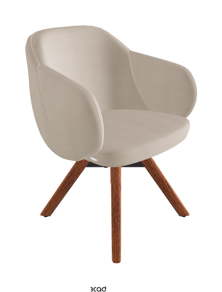 Bombe Swivel Dining Armchair_Black Embossed_Canaletto Walnut Stained Ashwood_Fabric_B926