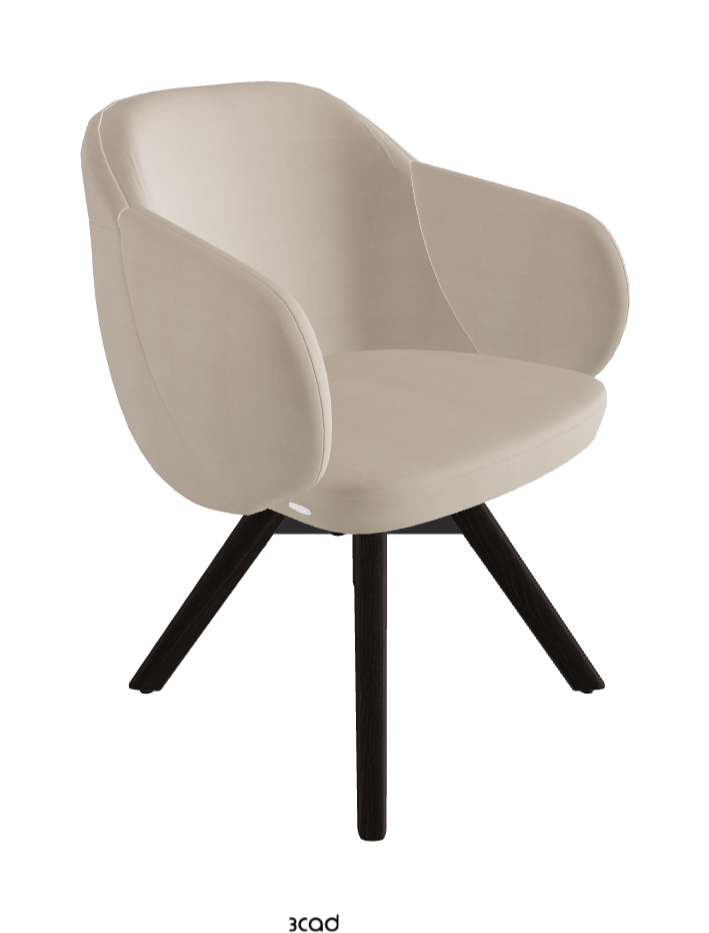 Bombe Swivel Dining Armchair_Black Embossed_Burned Oak Stained Ashwood_Fabric_B926