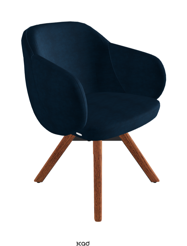 Bombe Swivel Dining Armchair_Black Embossed_Canaletto Walnut Stained Ashwood_Fabric_B929