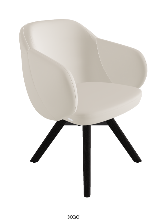 Bombe Swivel Dining Armchair_Black Embossed_Open Pore Matt Black Ashwood_Glove Soft Leather_Ecru
