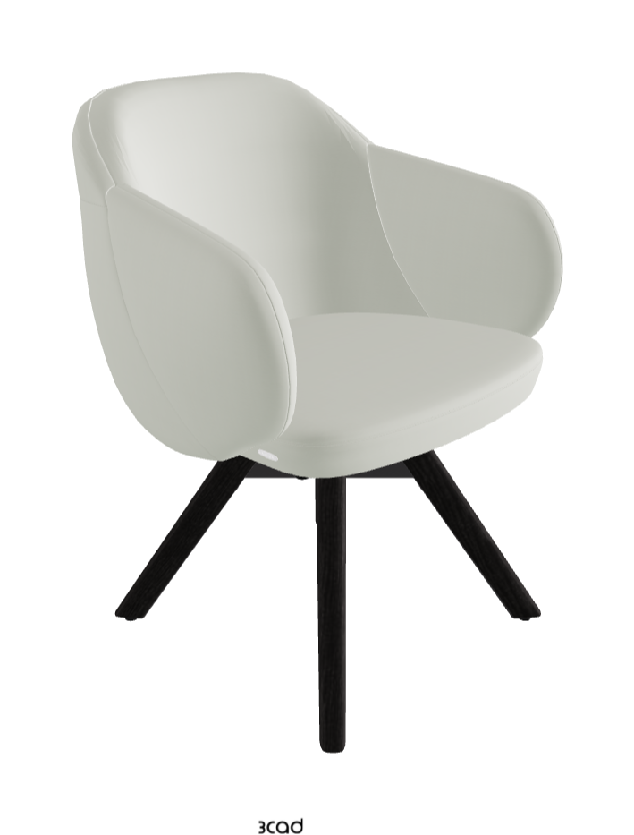 Bombe Swivel Dining Armchair_Black Embossed_Open Pore Matt Black Ashwood_Soft Leather_Artico
