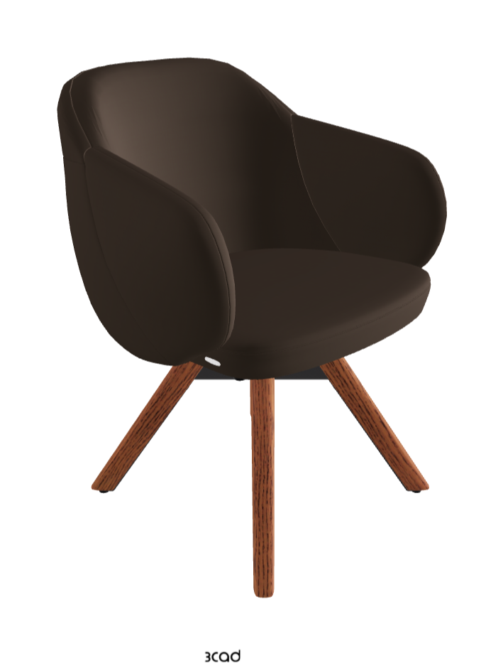 Bombe Swivel Dining Armchair_Black Embossed_Canaletto Walnut Stained Ashwood_Synthetic Leather_Marrone