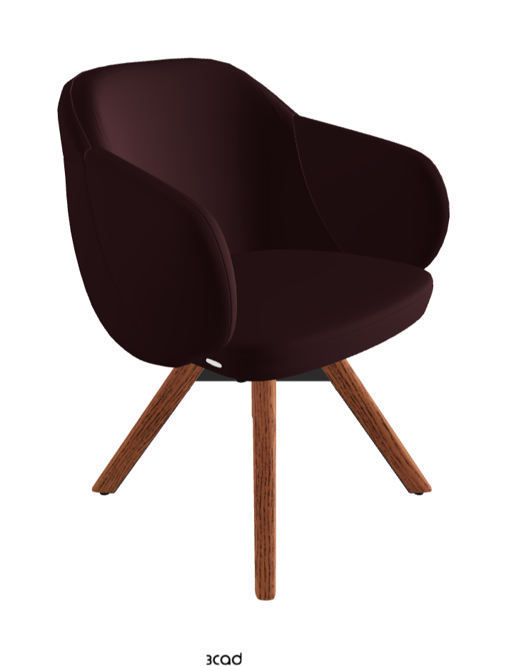 Bombe Swivel Dining Armchair_Black Embossed_Canaletto Walnut Stained Ashwood_Synthetic Leather_Bordeaux