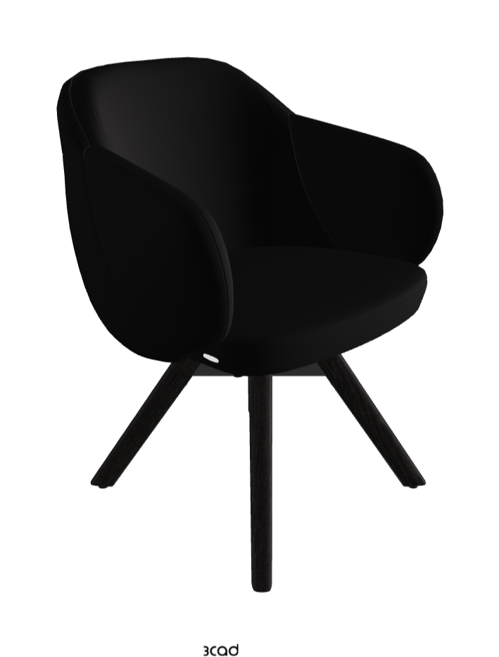Bombe Swivel Dining Armchair_Black Embossed_Open Pore Matt Black Ashwood_Synthetic Leather_Nero