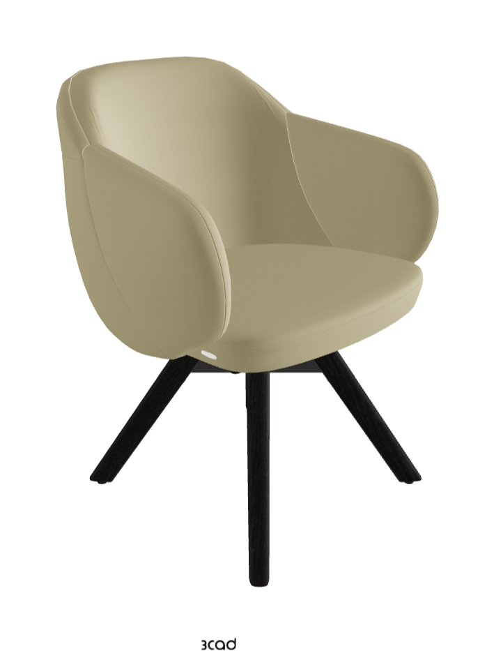 Bombe Swivel Dining Armchair_Black Embossed_Open Pore Matt Black Ashwood_Synthetic Leather_Canapa