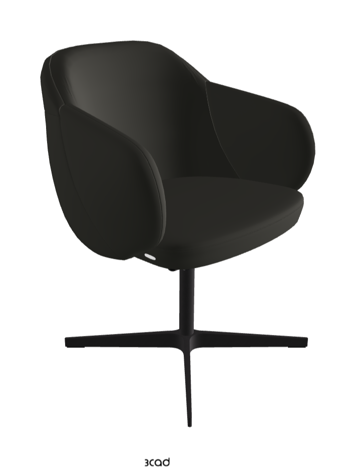 Bombe X Swivel Dining Armchair_Black Embossed_Synthetic Leather_London