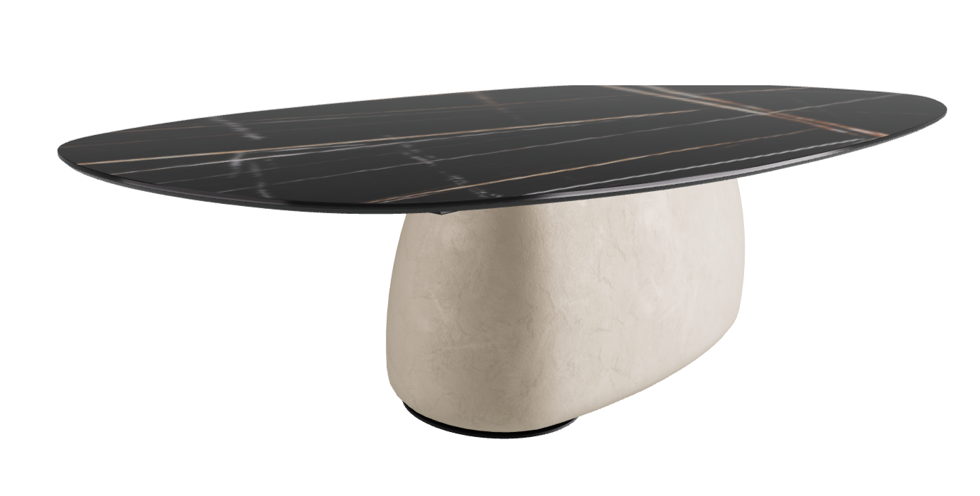 300x150x75h Biscuit Shaped_Glossy Sahara Noir_Cairo_Black Embossed