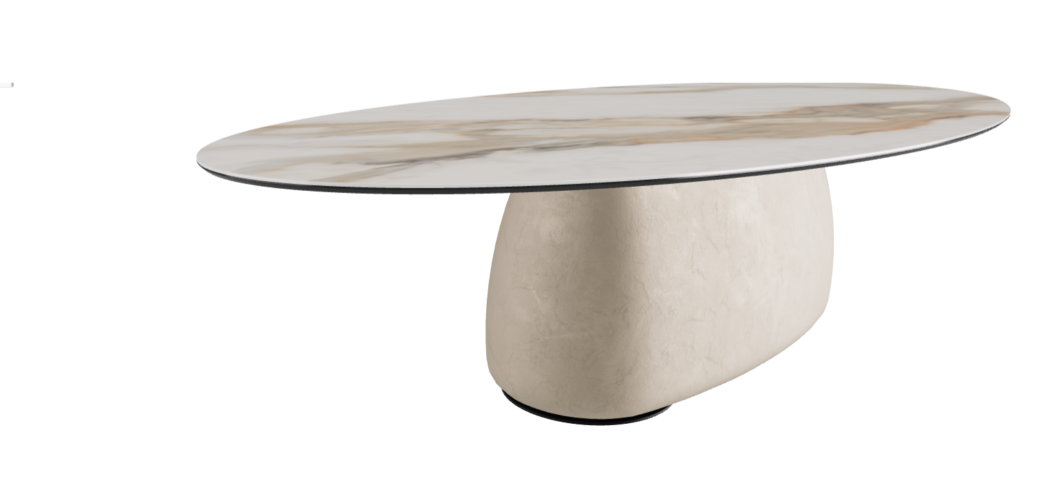 300x150x75h Oval Shaped_Glossy Borghini Calacatta_Cairo_Black Embossed