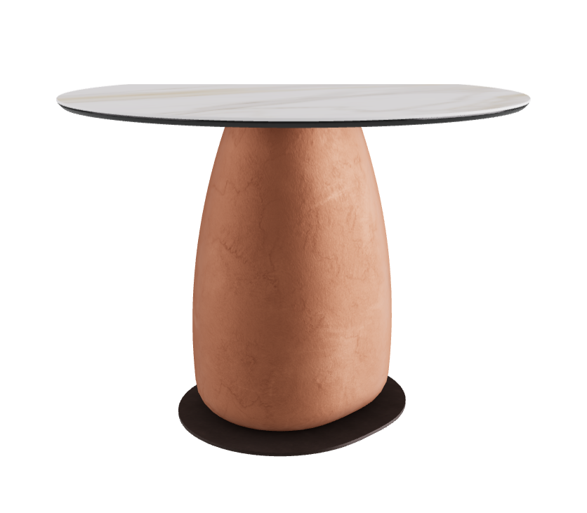 Diameter 100 x Height 73 cm Round Shaped_Matt Golden Calacatta_Marrakech_Bronze Embossed